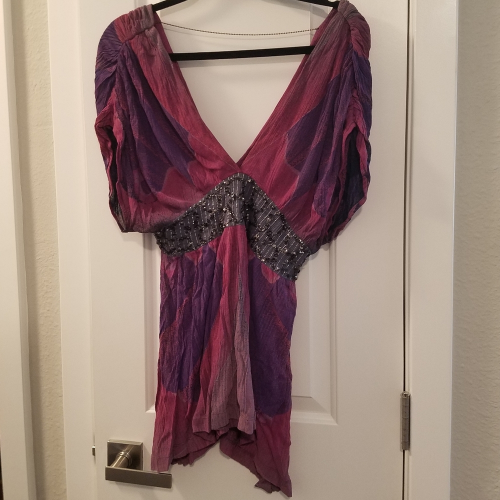Free People_Boho Flowy Top w/Sequin Waist - Picture 2 of 8